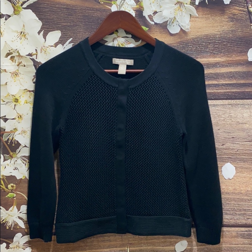 BANANA REPUBLIC (Black) Mesh Front Cardigan